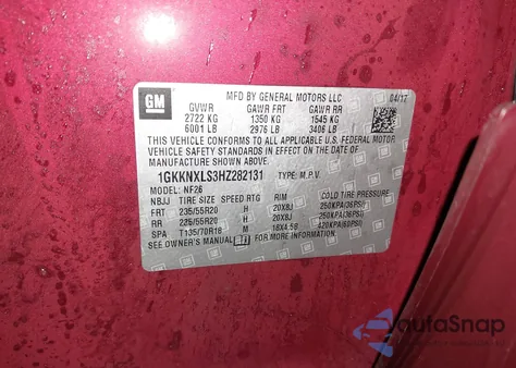 2017 GMC Acadia Denali из США, поврежденный, VIN 1GKKNXLS3HZ282131